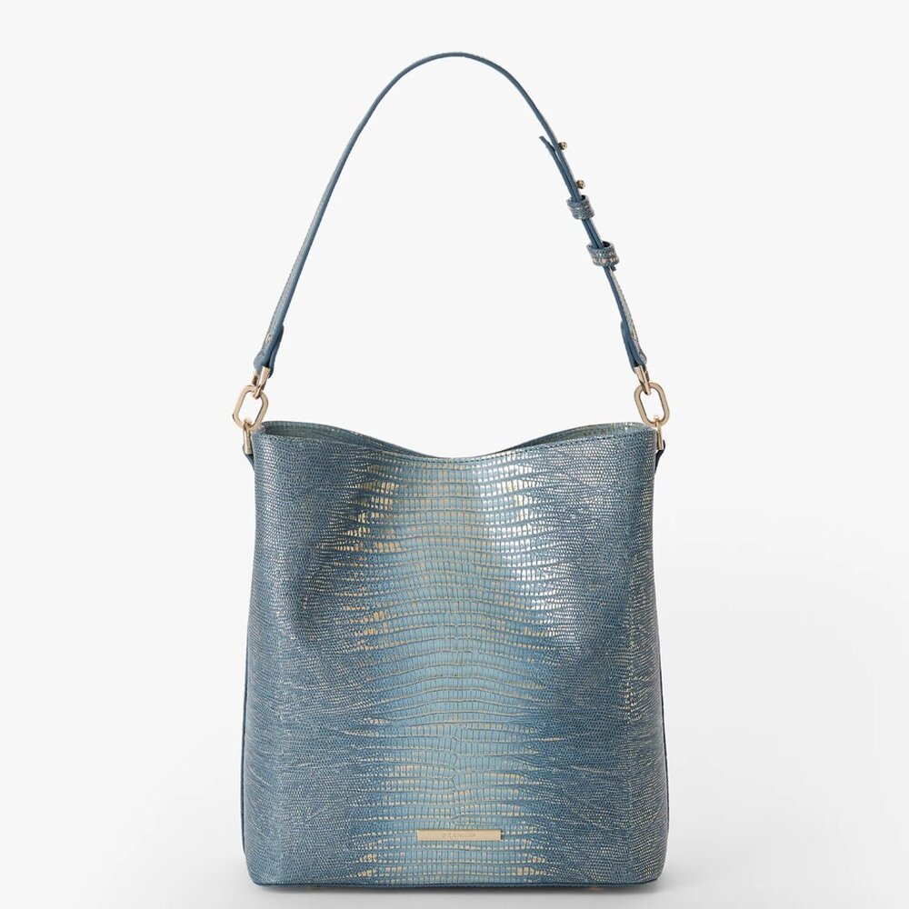 ✅ Brahmin CELINA MOONLIT BLUE BALLAD Leather Satchel ✨NWT, COA, DUST BAG
